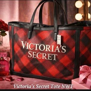 Victoria's Secret Plaid Red and Black Tote NWT